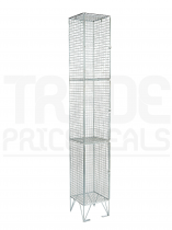 Wire Mesh Locker | 3 Open Compartments | 2110 x 305 x 305mm | Sloping Top