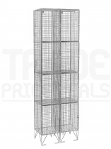 Nest of 2 Wire Mesh Lockers | 4 Open Compartments | 1980 x 305 x 380mm | Flat Top