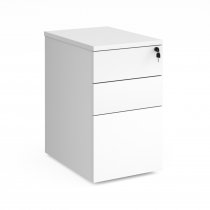 Desk Height Pedestal | 600mm Deep | 3 Drawers | White | Deluxe