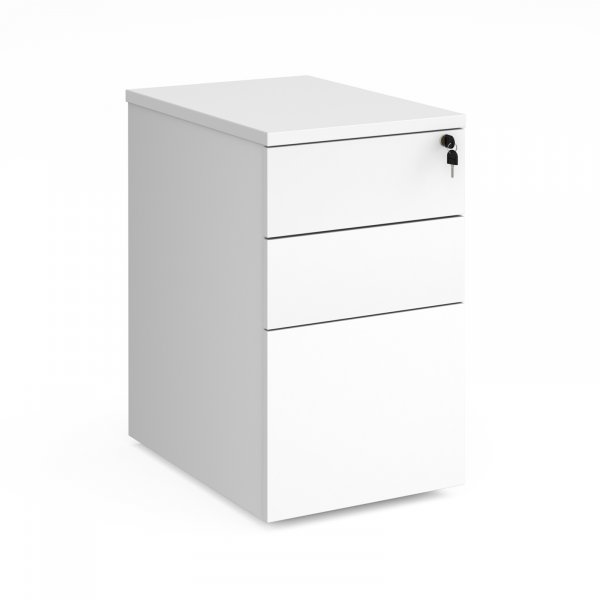 Desk Height Pedestal | 600mm Deep | 3 Drawers | White | Deluxe