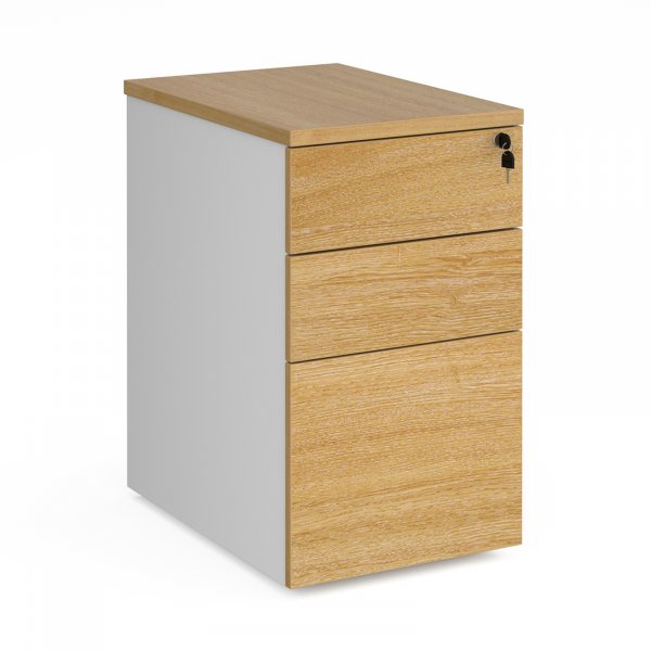 Desk Height Pedestal | 600mm Deep | 3 Drawers | Oak | Deluxe
