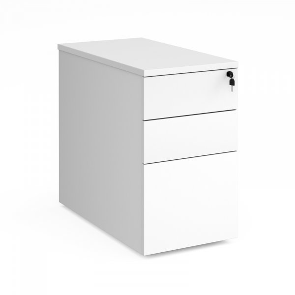 Desk Height Pedestal | 800mm Deep | 3 Drawers | White | Deluxe