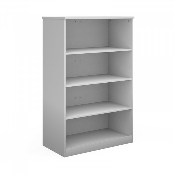 Office Bookcase | 1600mm High | 4 Shelves | White | Deluxe