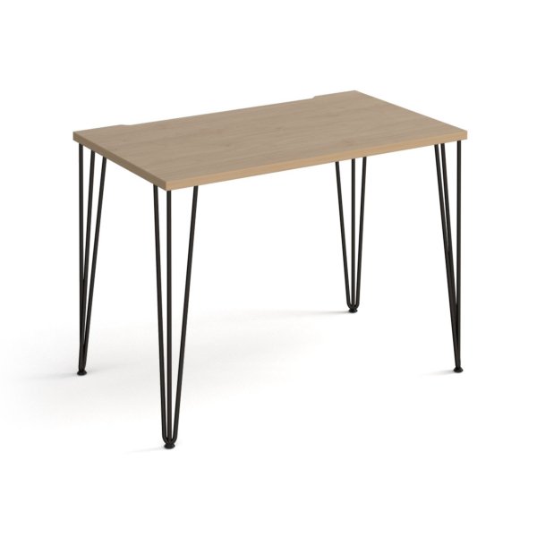 Home Office Desk | 1000 x 600mm | Kendal Oak | Black Hairpin Legs | Tikal