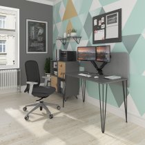 Home Office Desk | 1000 x 600mm | Onyx Grey | Black Hairpin Legs | Tikal