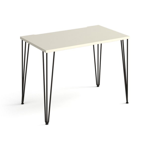 Home Office Desk | 1000 x 600mm | White | Black Hairpin Legs | Tikal