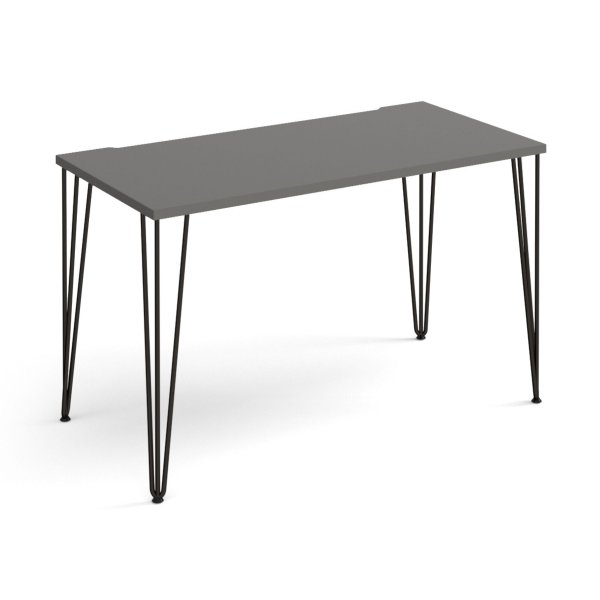 Home Office Desk | 1200 x 600mm | Onyx Grey | Black Hairpin Legs | Tikal