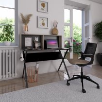 Home Office Workstation | 1200 x 600mm | Black & Oak | Ellora