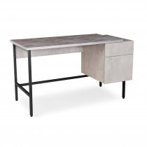 Home Office Desk | 1360 x 600mm | Concrete Grey | Pedestal RH | Delphi