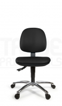 Vinyl Low Chair | Medium Back | No Arms | Independent Seat Tilt | Standard Castors | Noir | L-Tech