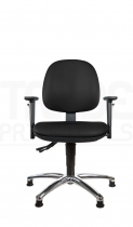 Vinyl Low Chair | Medium Back | Adjustable Arms | Static Seat | Glides | Noir | L-Tech