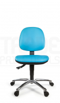 Vinyl Low Chair | Medium Back | No Arms | Static Seat | Braked Castors | Sapphire Blue | L-Tech