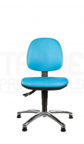 Vinyl Low Chair | Medium Back | No Arms | Static Seat | Glides | Sapphire Blue | L-Tech