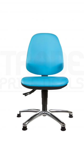 Vinyl Low Chair | High Back | No Arms | Static Seat | Glides | Sapphire Blue | L-Tech