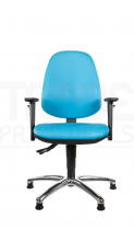 Vinyl Low Chair | High Back | Adjustable Arms | Static Seat | Glides | Sapphire Blue | L-Tech
