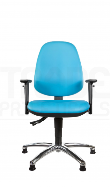 Vinyl Low Chair | High Back | Adjustable Arms | Seat Slide | Glides | Sapphire Blue | L-Tech