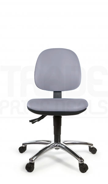 Vinyl Low Chair | Medium Back | No Arms | Seat Slide | Standard Castors | Seal Grey | L-Tech