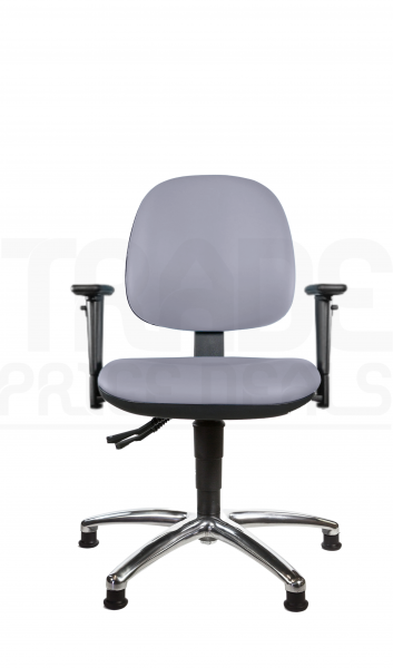 Vinyl Low Chair | Medium Back | Adjustable Arms | Independent Seat Tilt | Glides | Seal Grey | L-Tech