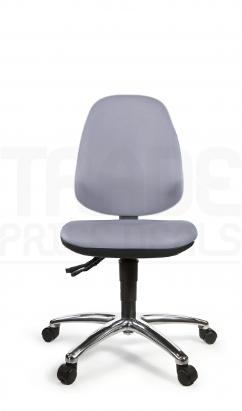 Vinyl Low Chair | High Back | No Arms | Static Seat | Braked Castors | Seal Grey | L-Tech