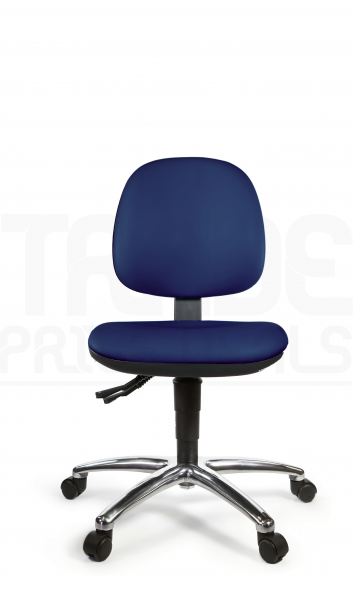 Vinyl Low Chair | Medium Back | No Arms | Independent Seat Tilt | Standard Castors | Marina Blue | L-Tech