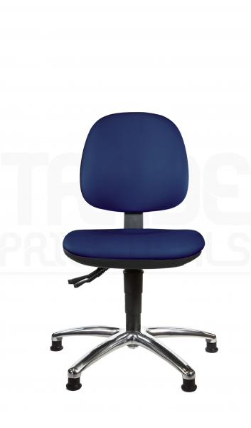 Vinyl Low Chair | Medium Back | No Arms | Independent Seat Tilt | Glides | Marina Blue | L-Tech
