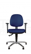 Vinyl Low Chair | Medium Back | Adjustable Arms | Seat Slide | Glides | Marina Blue | L-Tech