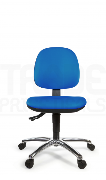 Vinyl Low Chair | Medium Back | No Arms | Independent Seat Tilt | Braked Castors | Clash Blue | L-Tech