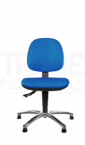 Vinyl Low Chair | Medium Back | No Arms | Independent Seat Tilt | Glides | Clash Blue | L-Tech