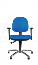 Vinyl Low Chair | Medium Back | Adjustable Arms | Static Seat | Glides | Clash Blue | L-Tech