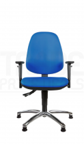 Vinyl Low Chair | High Back | Adjustable Arms | Static Seat | Glides | Clash Blue | L-Tech
