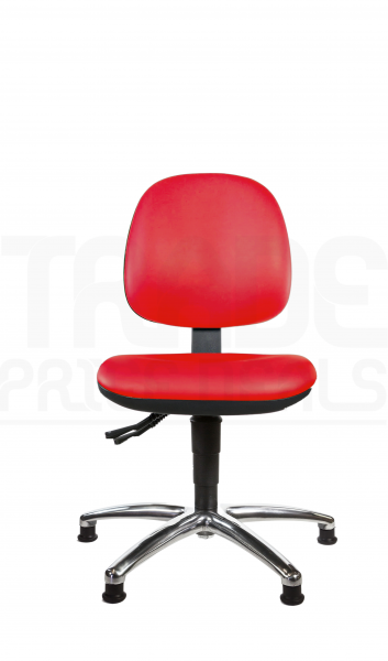 Vinyl Low Chair | Medium Back | No Arms | Static Seat | Glides | Tomato Red | L-Tech