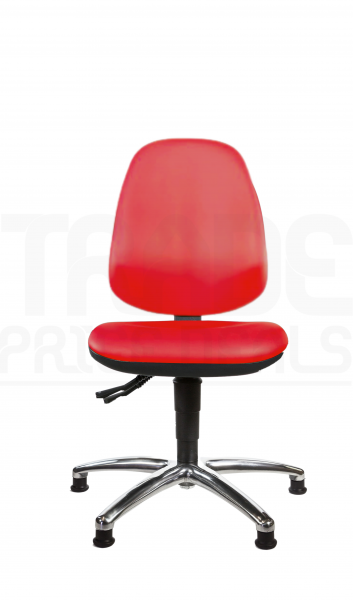 Vinyl Low Chair | High Back | No Arms | Static Seat | Glides | Tomato Red | L-Tech