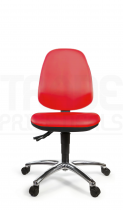 Vinyl Low Chair | High Back | No Arms | Seat Slide | Standard Castors | Tomato Red | L-Tech