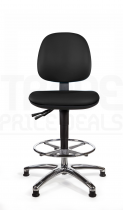 Vinyl Draughtsman Chair | Chrome Footrest | Medium Back | No Arms | Static Seat | Glides | Noir | L-Tech