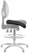 Vinyl Draughtsman Chair | Chrome Footrest | Medium Back | No Arms | Independent Seat Tilt | Braked Castors | Noir | L-Tech