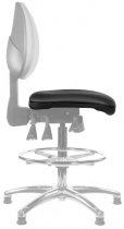 Vinyl Draughtsman Chair | Chrome Footrest | Medium Back | Adjustable Arms | Seat Slide | Standard Castors | Noir | L-Tech
