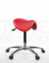 Vinyl Saddle Stool | Independent Seat Tilt | Standard Castors | Tomato Red | L-Tech