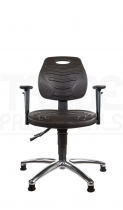 PU Low Chair | Adjustable Arms | Static Seat | Glides | Black | L-Tech