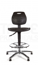 PU Draughtsman Chair | Chrome Footrest | No Arms | Static Seat | Glides | Black | L-Tech