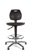 PU Draughtsman Chair | Chrome Footrest | No Arms | Independent Seat Tilt | Glides | Black | L-Tech