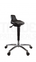 PU Sit-Stand Stool | Independent Seat Tilt | Braked Castors | L-Tech