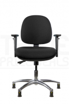 ESD Low Chair | Medium Back | Adjustable Arms | Independent Seat Tilt | Glides | Charcoal Grey | E-Tech