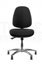 ESD Low Chair | High Back | No Arms | Static Seat | Glides | Charcoal Grey | E-Tech