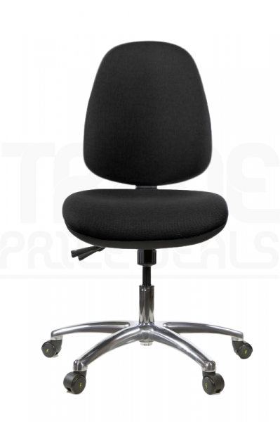 ESD Low Chair | High Back | No Arms | Seat Slide | Standard Castors | Charcoal Grey | E-Tech