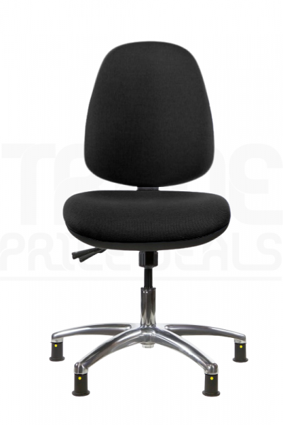 ESD Low Chair | High Back | No Arms | Seat Slide | Glides | Charcoal Grey | E-Tech