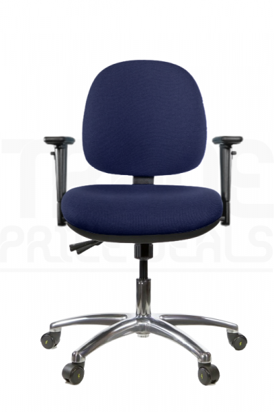 ESD Low Chair | Medium Back | Adjustable Arms | Static Seat | Braked Castors | Twilight Navy | E-Tech