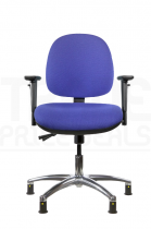 ESD Low Chair | Medium Back | Adjustable Arms | Static Seat | Glides | Corinth Blue | E-Tech