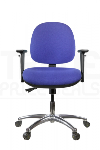 ESD Low Chair | Medium Back | Adjustable Arms | Independent Seat Tilt | Braked Castors | Corinth Blue | E-Tech