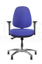 ESD Low Chair | High Back | Adjustable Arms | Seat Slide | Glides | Corinth Blue | E-Tech