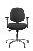 ESD Low Chair | Medium Back | Adjustable Arms | Independent Seat Tilt | Glides | Anthracite Grey | E-Tech